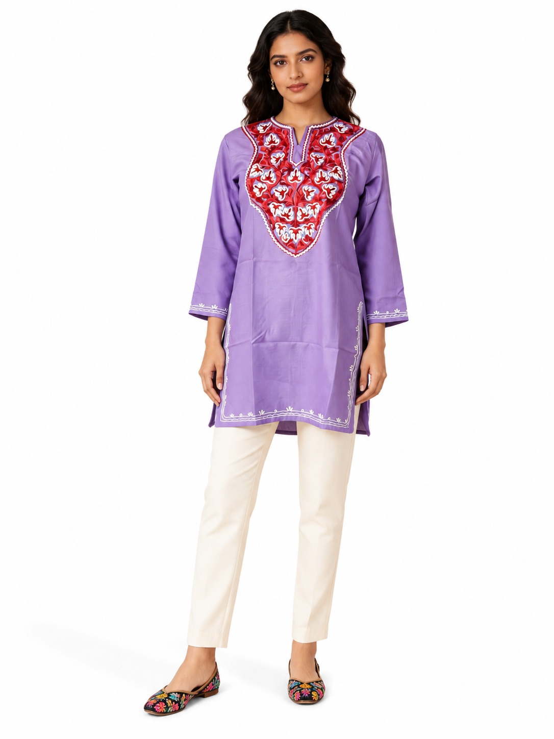 Noor : Aari embroidery summer kurti | lavender